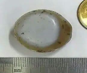 ★L0301★古代石 (107)3㎝　スレマニ　EYEビーズ　瑪瑙　護符　聖白眼