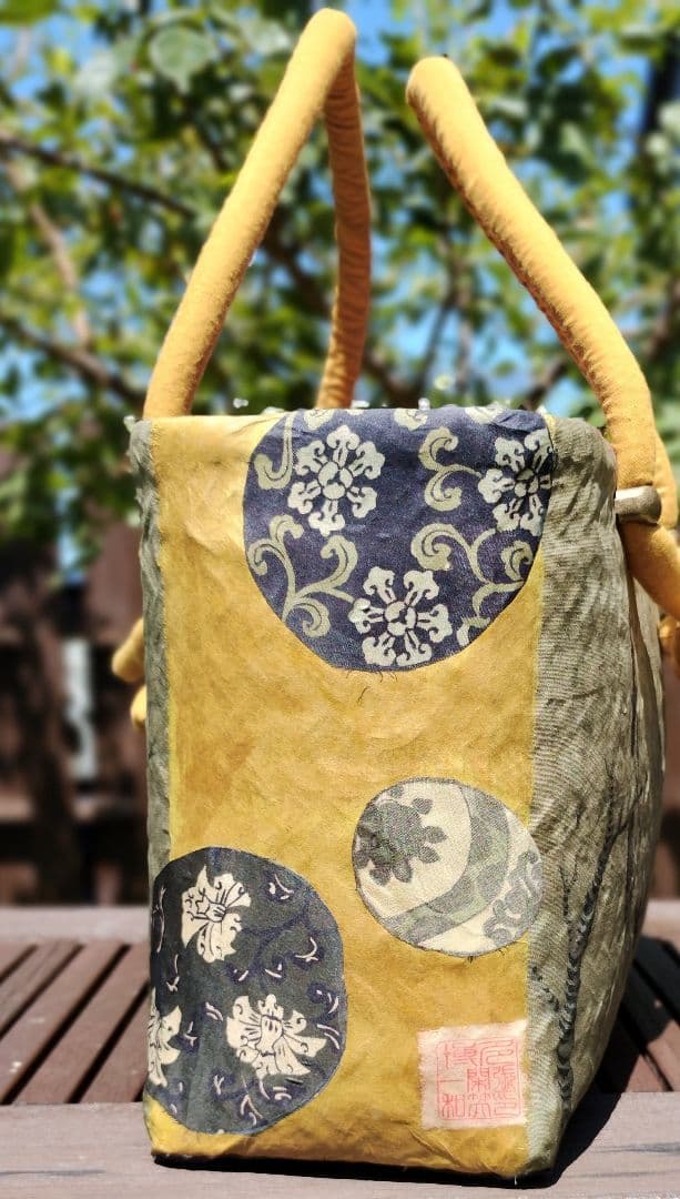 SALE　一閑張りバッグ　夜桜　鳩　鳥　ハンドメイド
