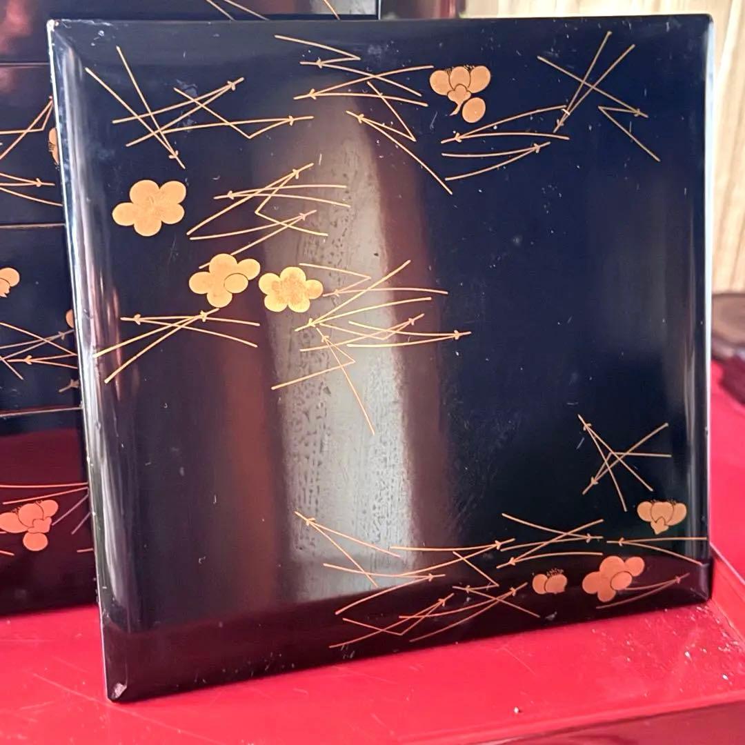 2237様感謝‼️JAPAN松&梅小ぶりな重箱天保14辰年五段二枚蓋欅元箱入り