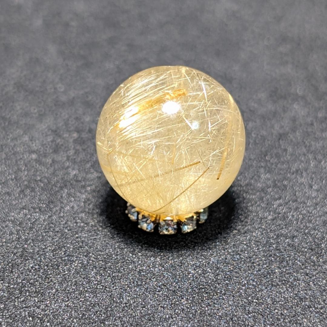 一点物 虹の光が神秘 タイチンルチル 13ミリ 極太金針水晶 粒売り 貫通穴あり