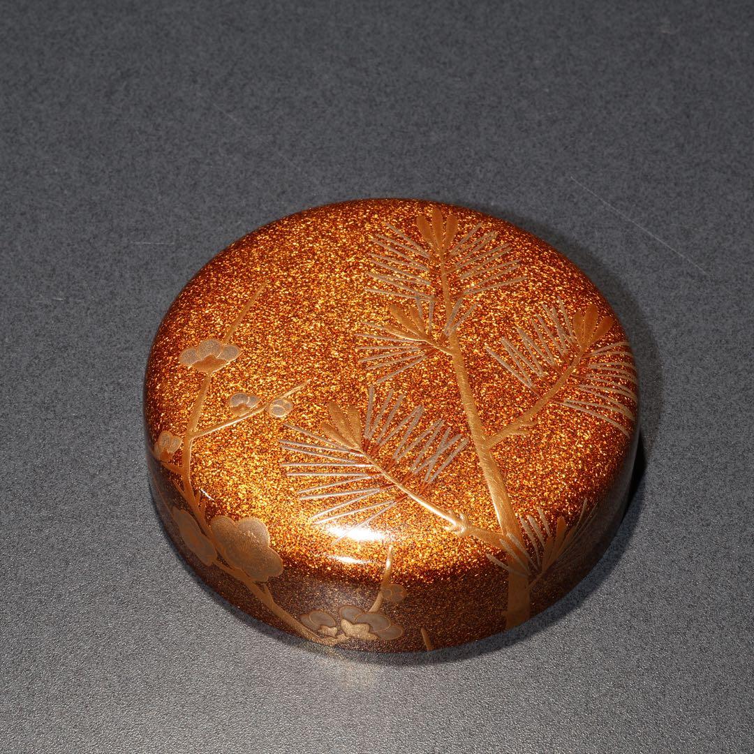 平棗　金蒔絵松梅　裏千家 鵬雲斎花押　桐箱入り　R1689ダW