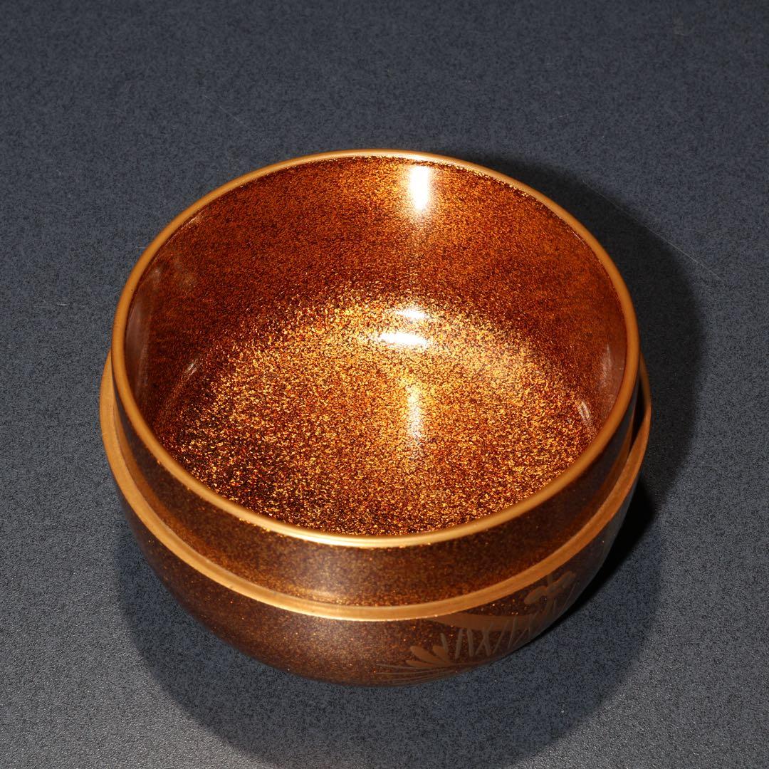平棗　金蒔絵松梅　裏千家 鵬雲斎花押　桐箱入り　R1689ダW