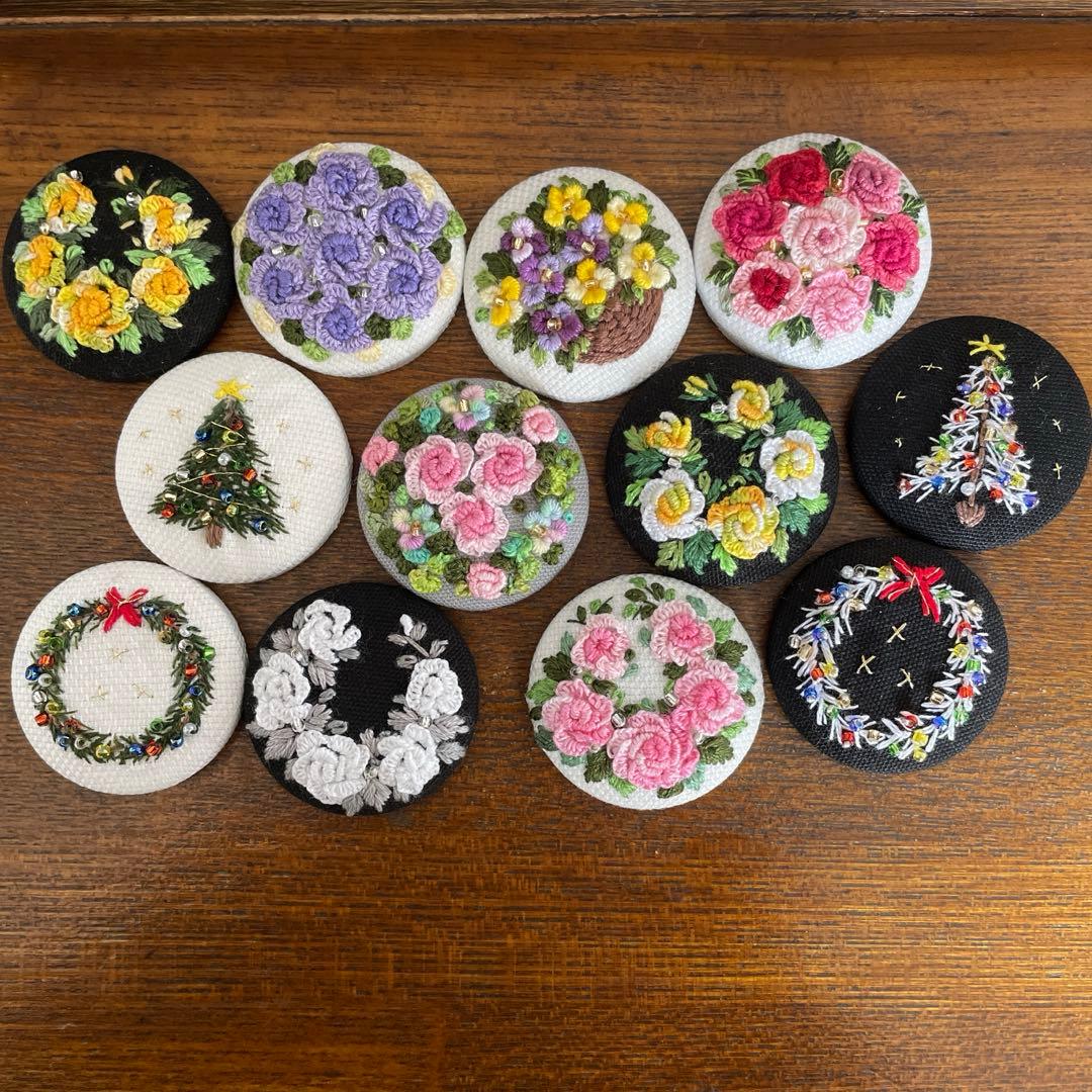 遊花ハンドメイド刺繍ブローチ 7-521