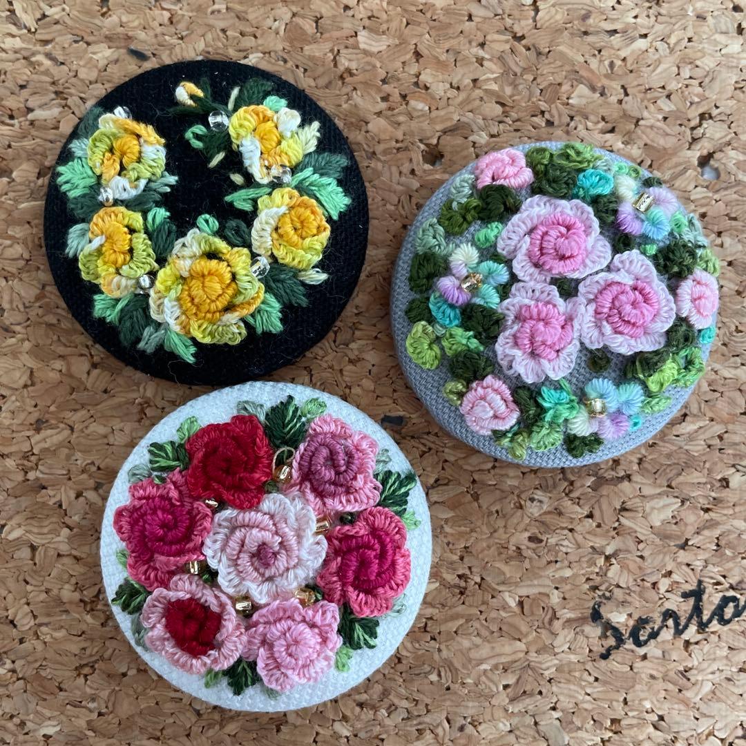遊花ハンドメイド刺繍ブローチ 7-521