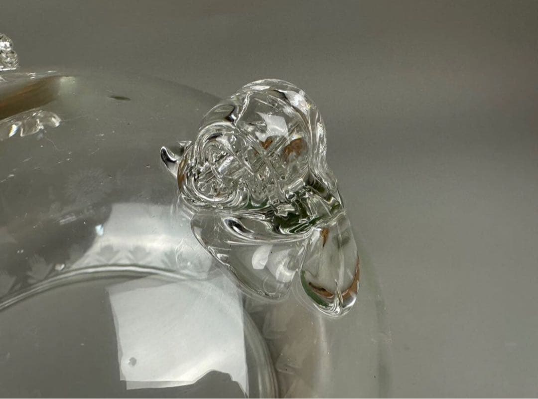 昭和レトロ 金魚鉢 三つ足 メダカ鉢 ガラス製 工芸硝子 アンティーク 置物
