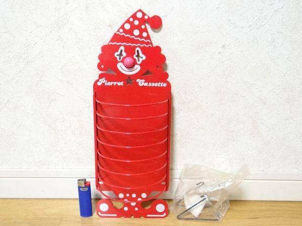 80年代 ビンテージ ウォールカセット カセットスタンド ピエロ カセットケース