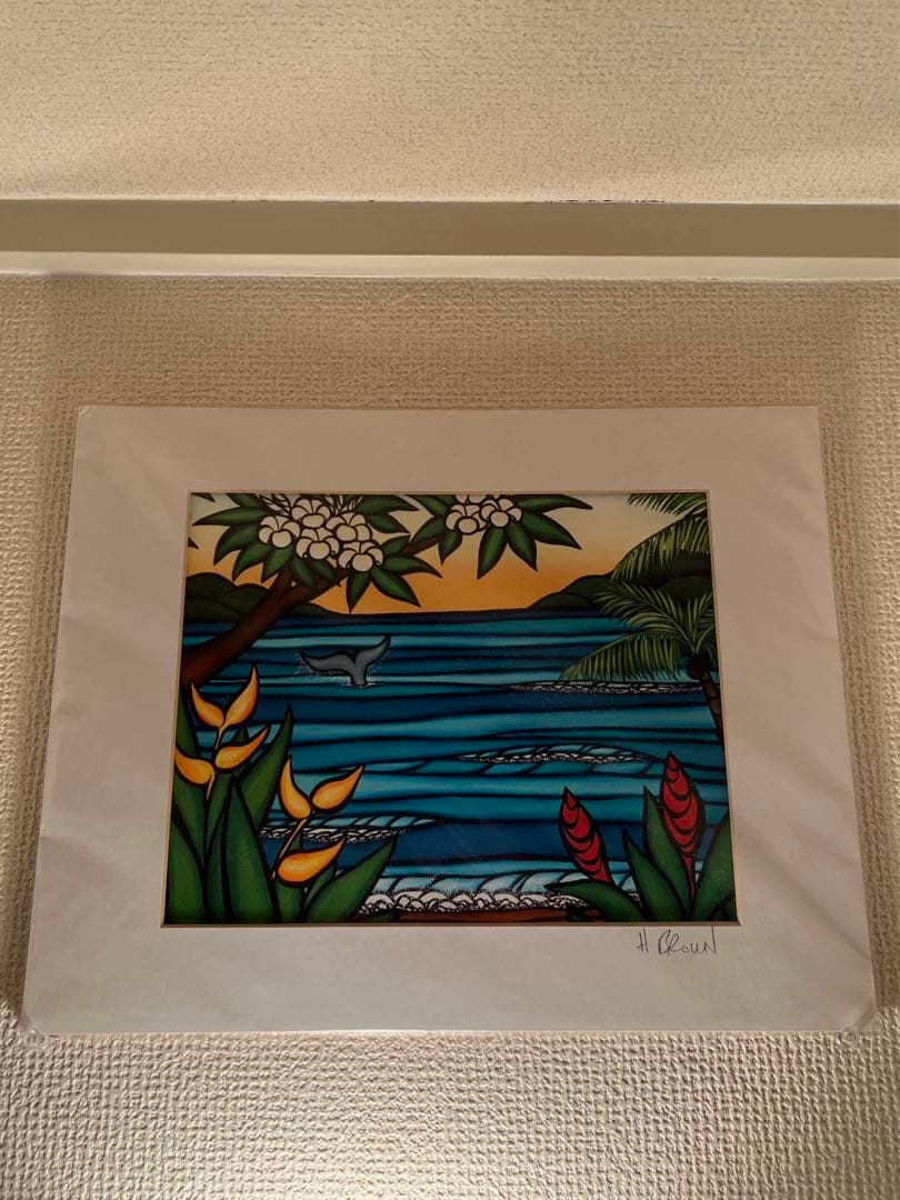 Heather Brown 海と植物のステンドグラス風絵画