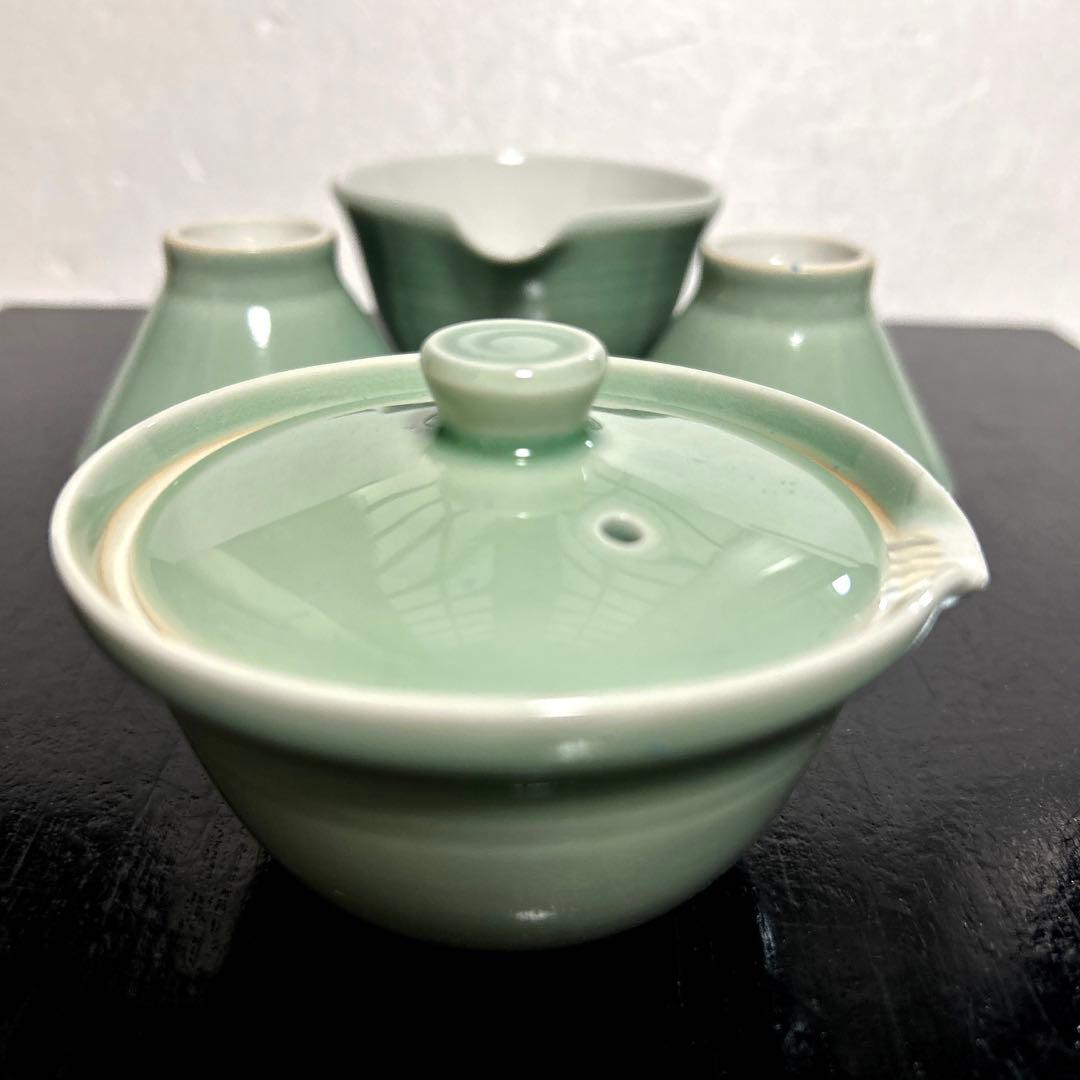 新品　朝日焼 朝日豊斎 松林豊斎　青磁　宝瓶 湯冷し　茶碗　煎茶道具　遠州七窯