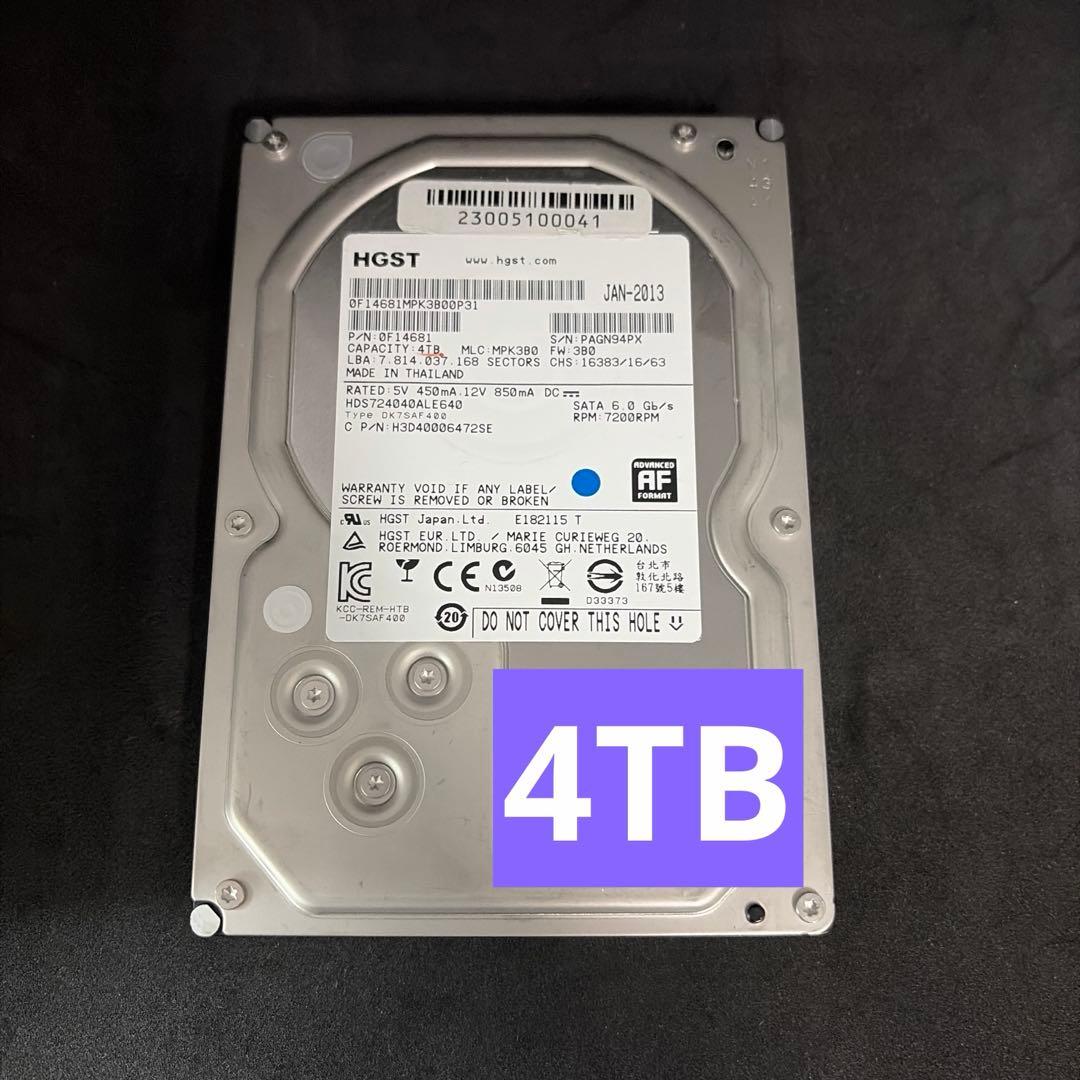 K*様 HGST HDD 4TB 3.5インチ HDS724040ALE640