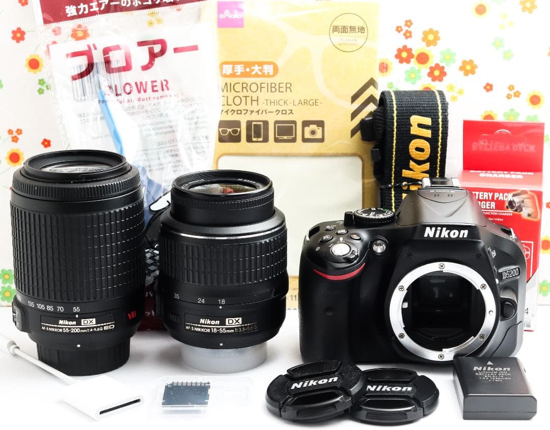 ニコン Nikon D5200☆スマホに送れる！☆ダブルレンズ！☆動画撮影可♪