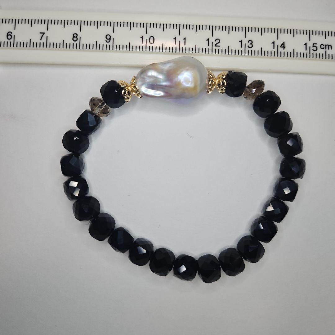 オイスターパール　オニキス　ブレスレット