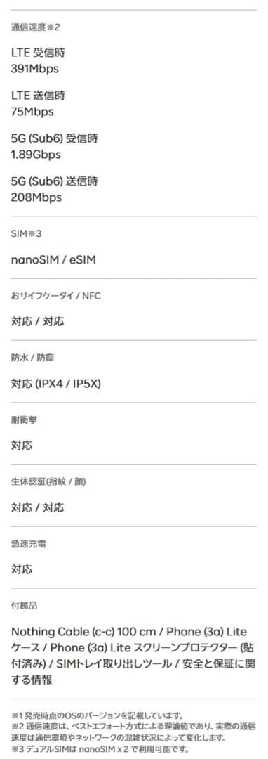 Nothing Phone (3a) Lite SIMフリー 128GB