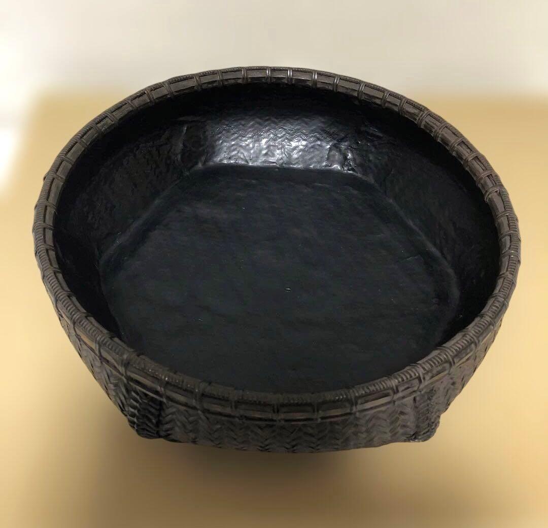 茶道具 炭斗 唐物六角 竹網 籠 炉風炉兼用 炭取 炭道具 炭籠