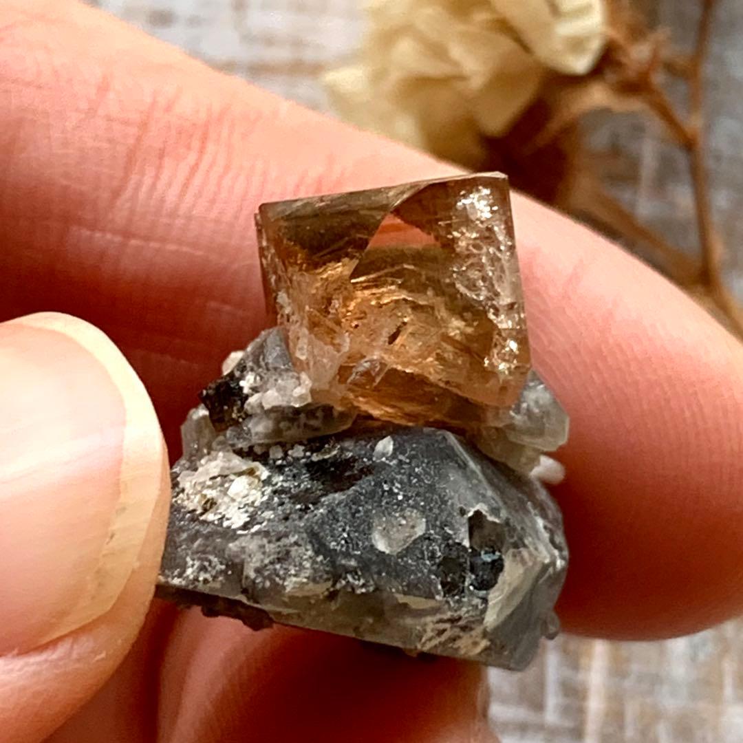 珍品！トパーズ共生標本A/黒水晶/スカルドゥ産