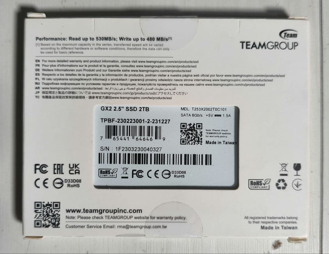 内蔵型SSD SATA SSD TEAM GX2 2TB