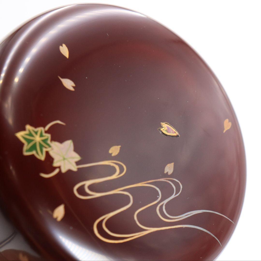 中村湖彩作 立田川蒔絵平棗 共箱共布 茶道具　C176　1F18