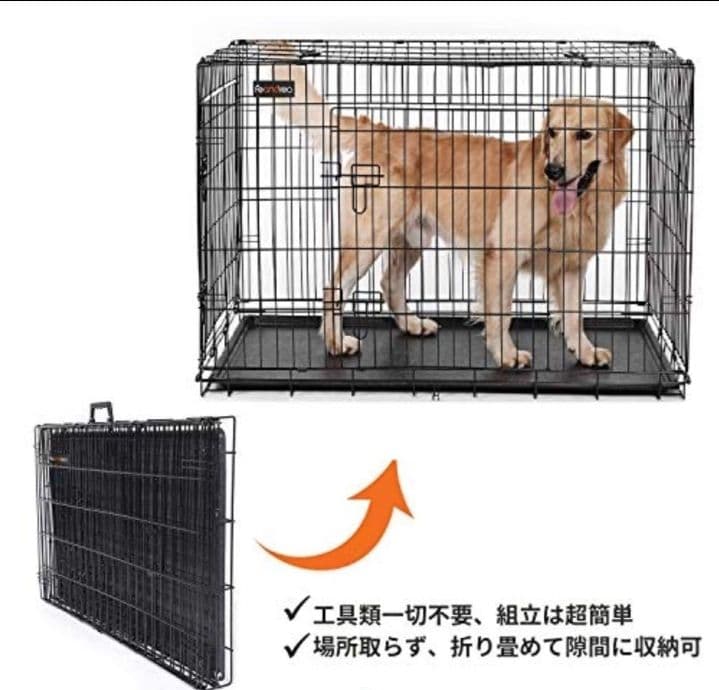 #新品　未使用42ペットケージ折り畳み式107x70x77.5cmトレー付き