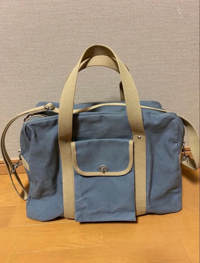 信三郎　B-03 ボストン　バッグ　ショルダーストラップ付き　美品　一澤　青ねず