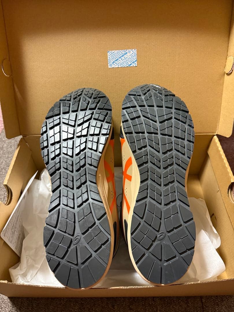 ASICS ボアシステム ハイカット安全靴 ベージュ/オレンジ