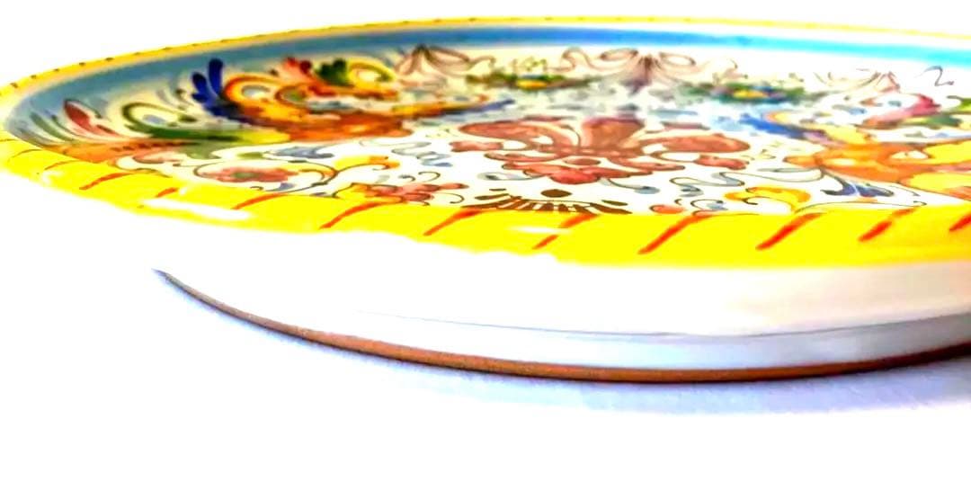 アンティーク　ビンテージ　マヨリカ焼き　お皿　幸せのおんどりのお皿　イタリア陶器