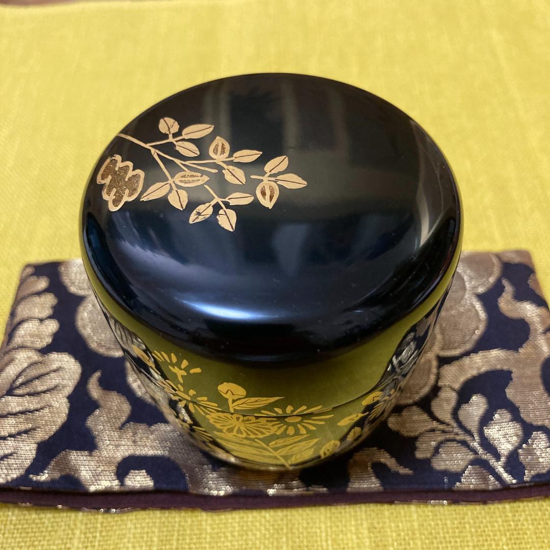 金蒔絵　橋本春路造　棗　茶入　本漆器　草花文図　金彩華紋懐紙入れ　輪島塗　美術品