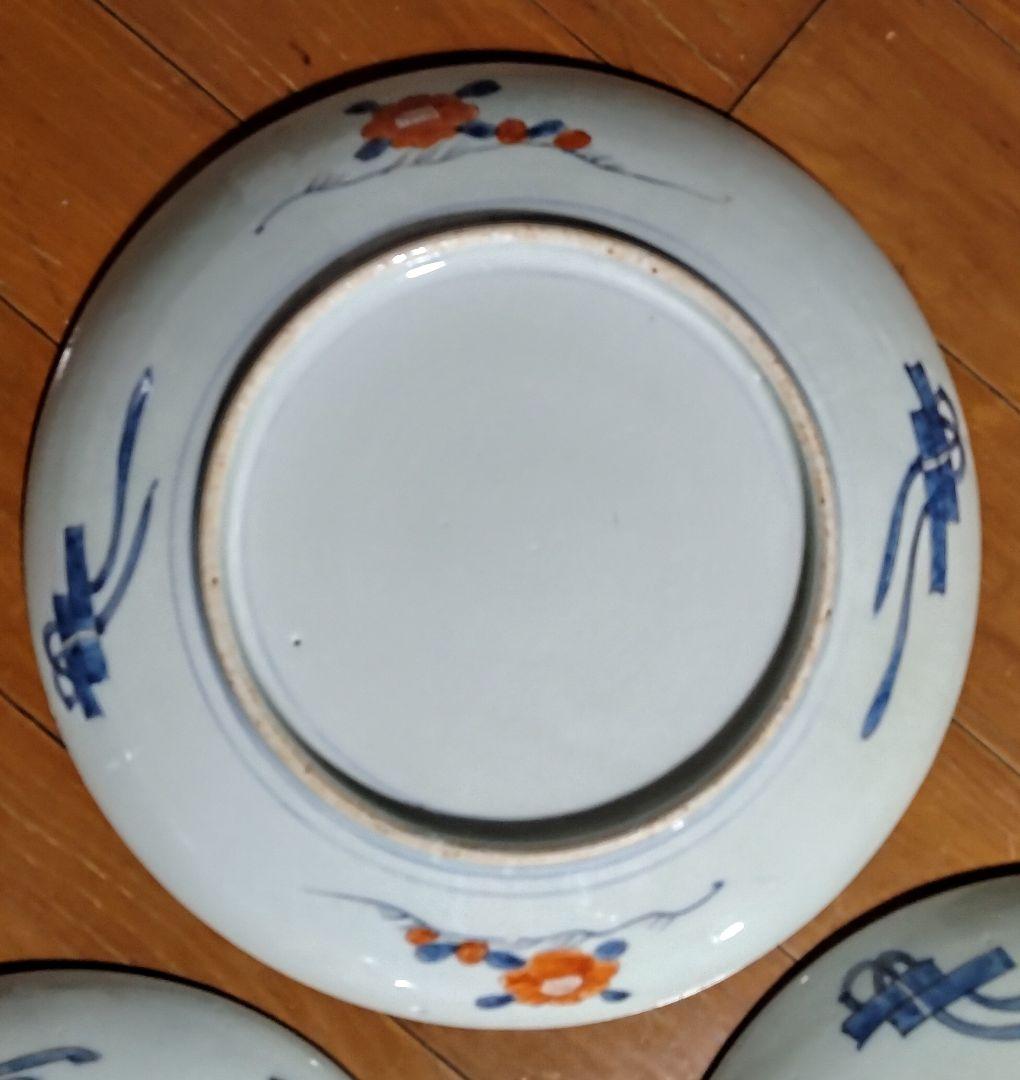 明治〜大正時代物 花絵図の陶磁器皿 5枚セット