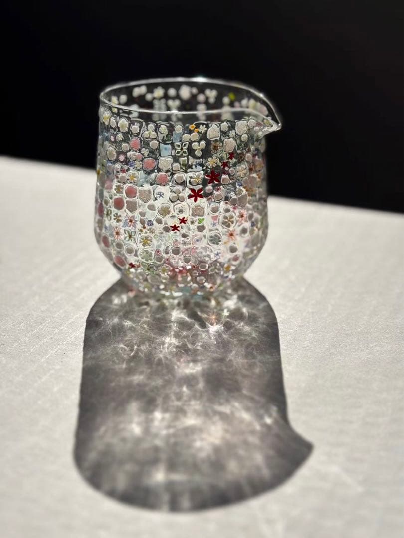 江波冨士子さん グラス 花の庭片口　新品 専用箱付き