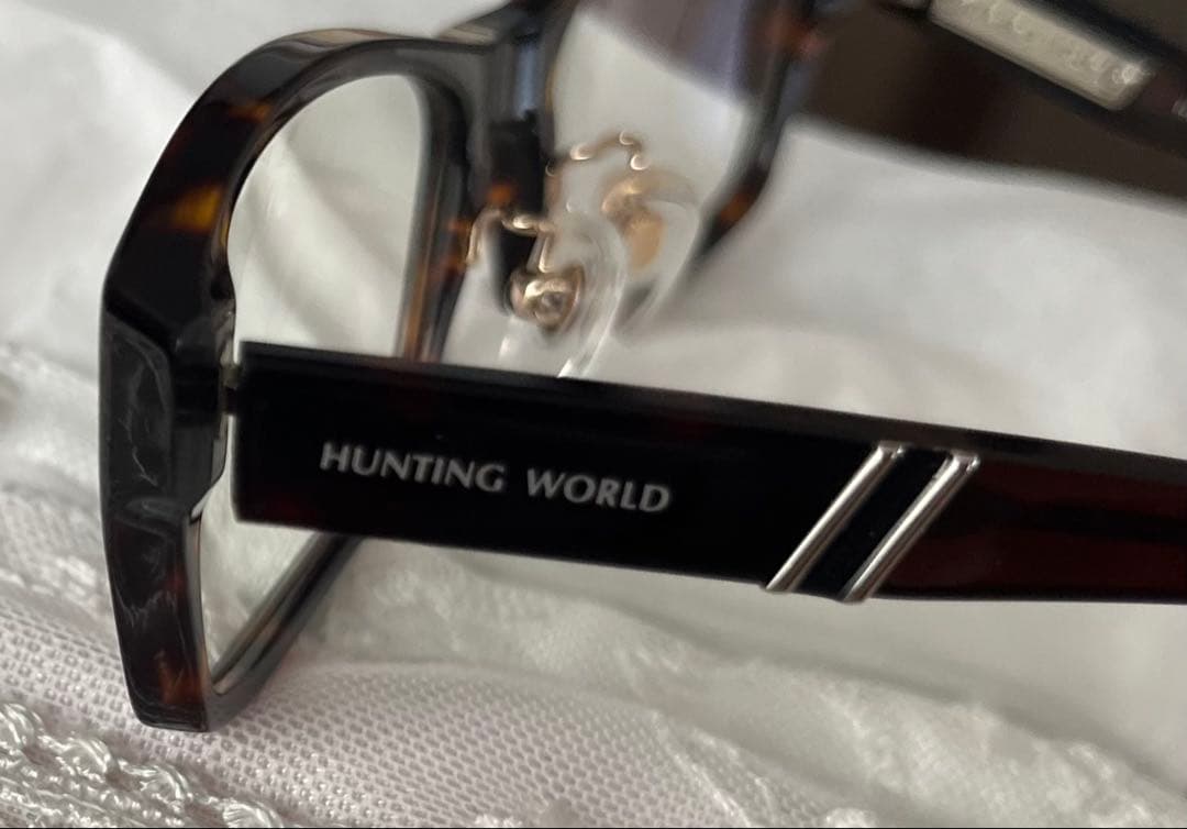 HUNTING WORLD メンズ　ダークスクエアメガネ(度あり)