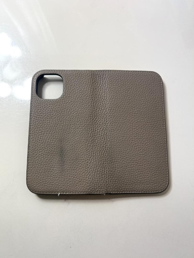 ★BONAVENTURA　iPhone15ケース　手帳型　グレージュ×イエロー