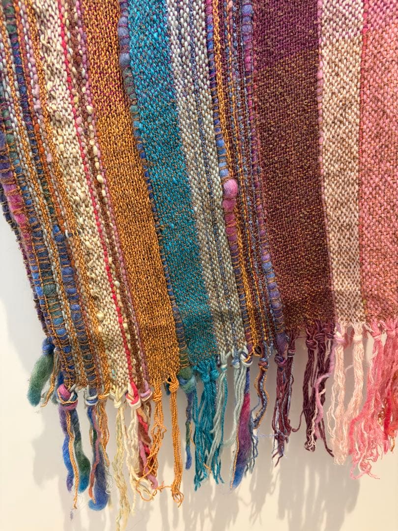 【一点もの】心を癒やす彩り。ハンドメイド さをり織り 大判ストール