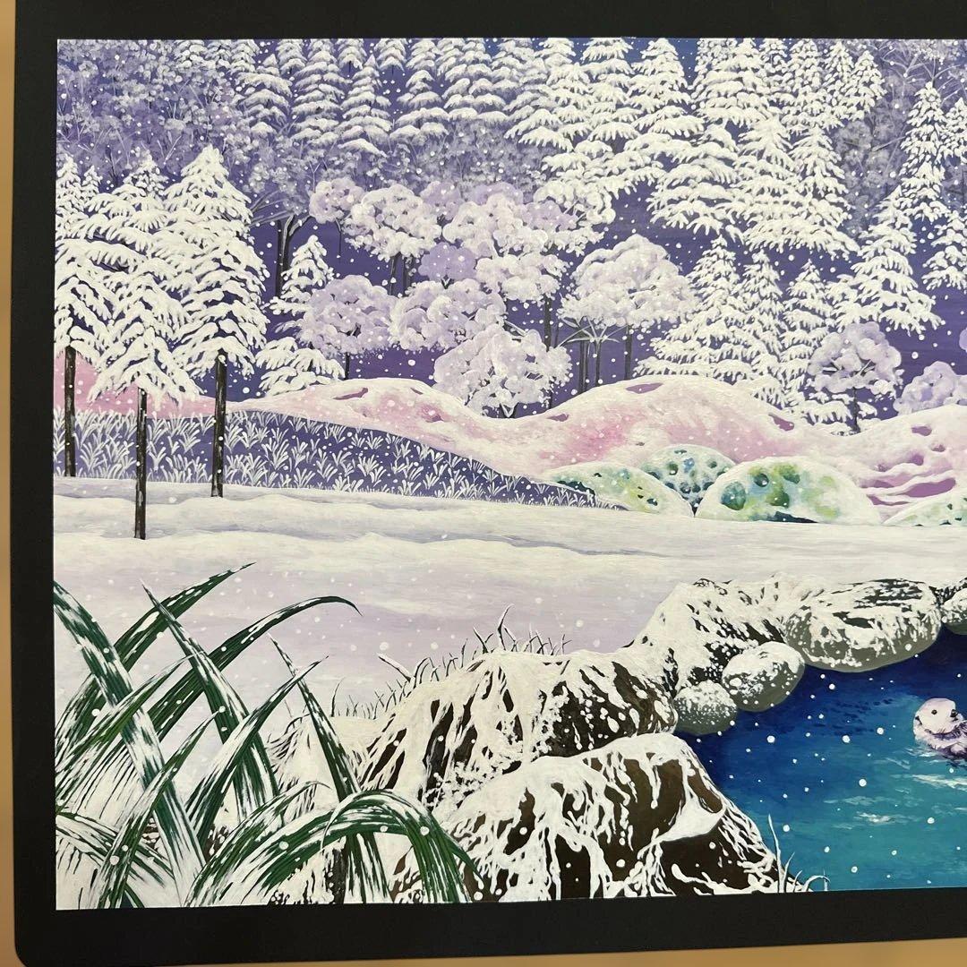 絵画　アクリル画　『旅する雪景色』　冬の絵