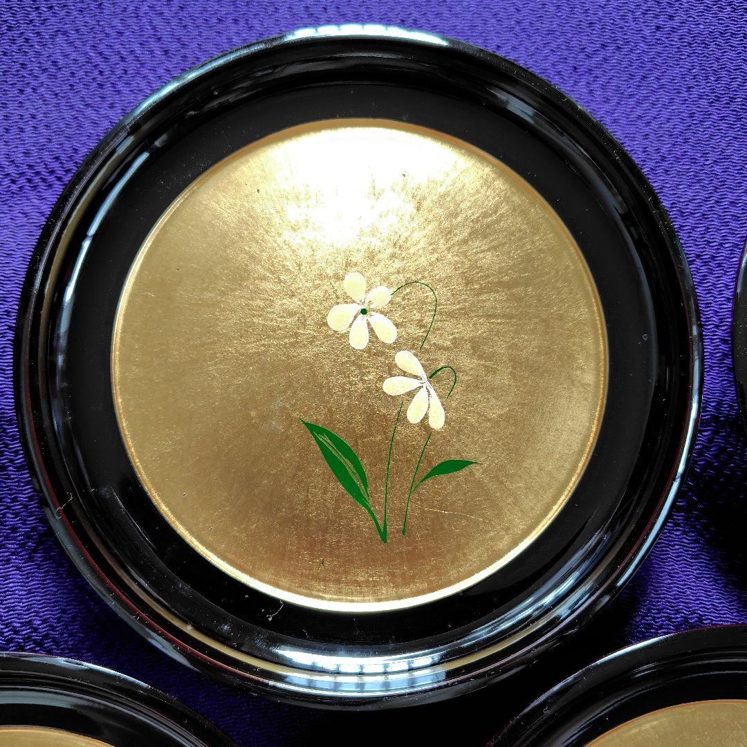 山中漆器　金箔工芸品 野の花絵変り皿 10枚