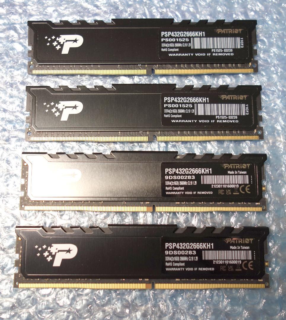 Patriot Memory DDR4 2666 16GB 4枚（計64GB）