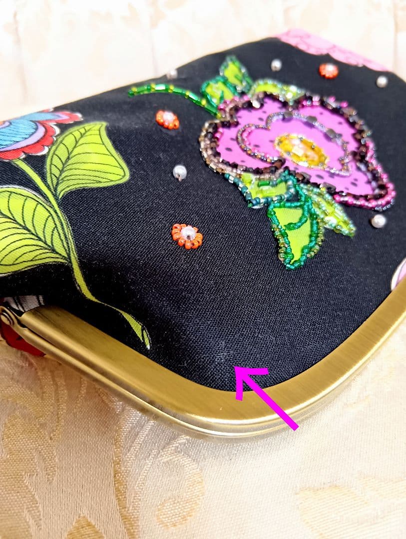 ロラライハリス☆ビーズ刺繍☆親子がま口☆お財布ポーチ☆ハンドメイド
