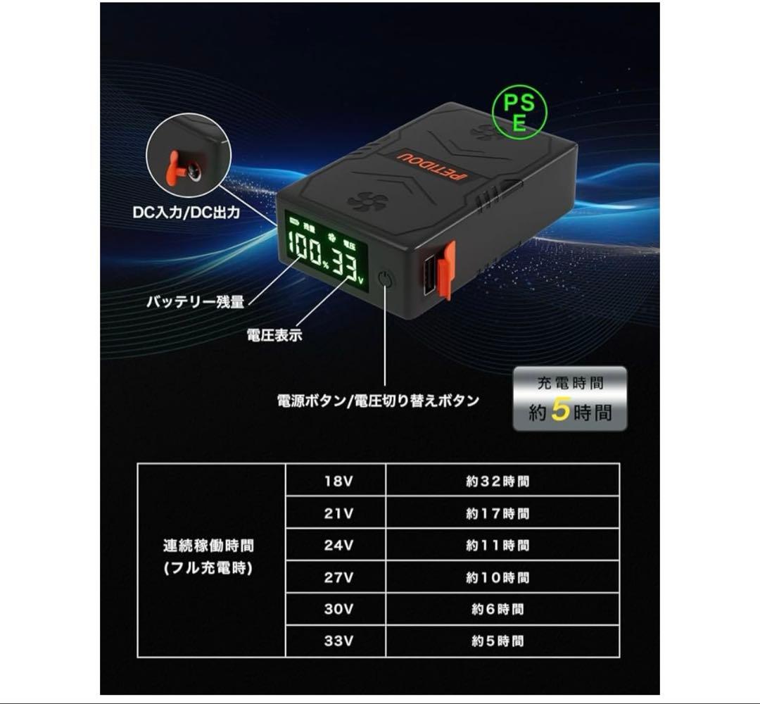 ❣️大特価❣️ 【 33V 30000mAh大容量バッテリー】ファンバッテリーセット
