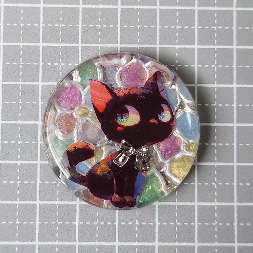 レジン　猫　ヘアゴム　ブローチ　ポニーフック　No.575