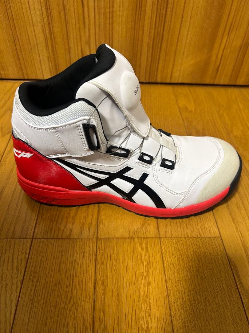 ASICS BOAシステム安全靴 ホワイト/レッド
