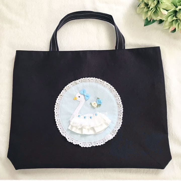 確認用♡No.120♡レッスンバック&シューズケース♡スワン♡