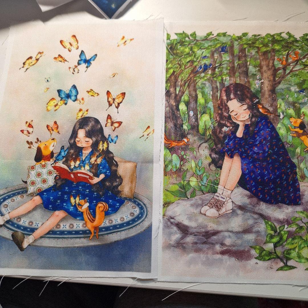 森の女性パネル生地