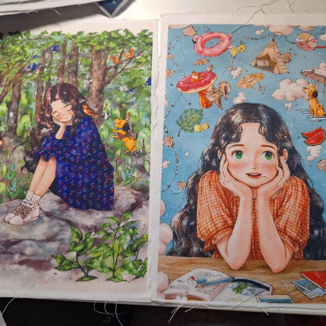 森の女性パネル生地