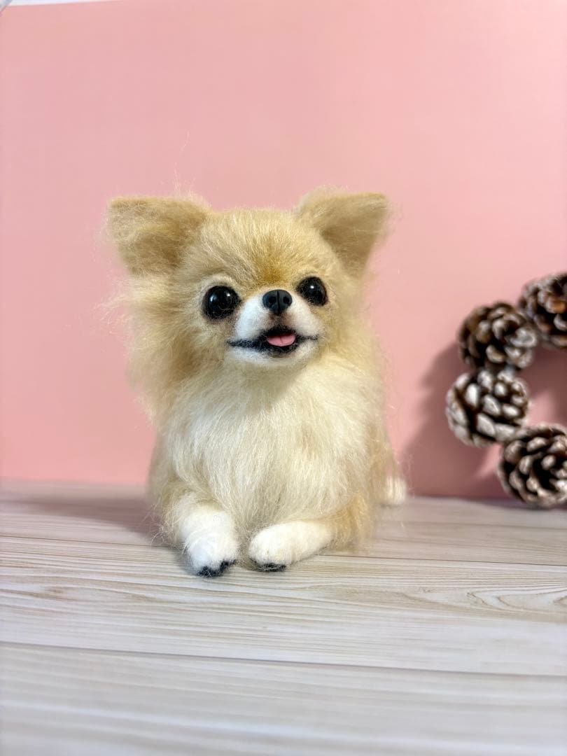 羊毛フェルト　羊毛犬　リラックスチワワ　no.50