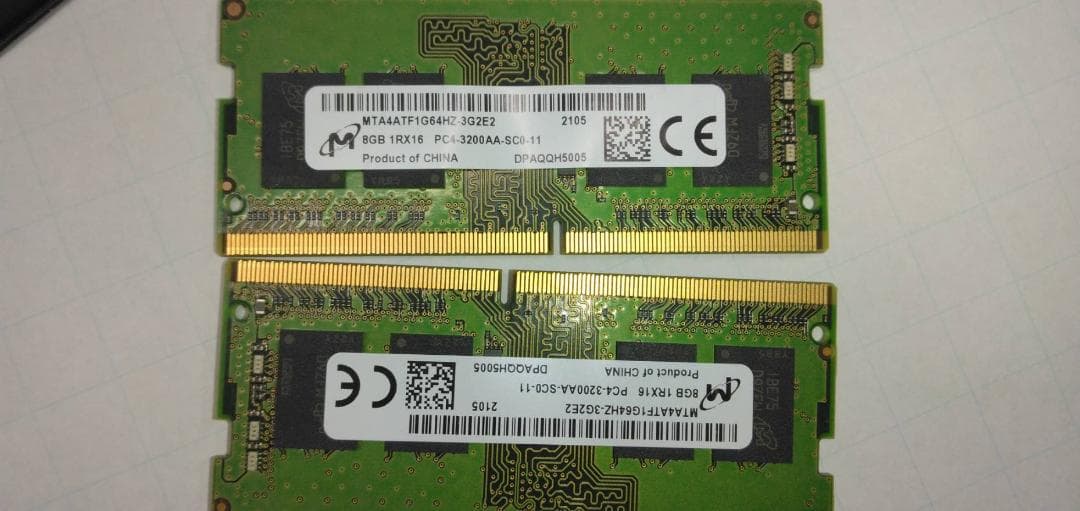 ノートPC用DDR4 8gb×2　（16GB）