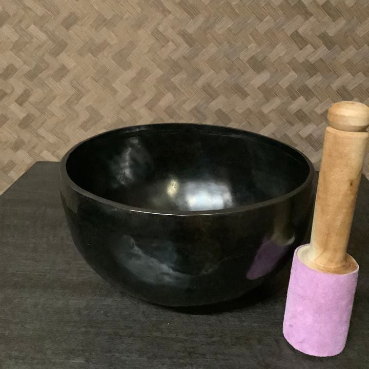No16 チベット産 約22cmチベタン ブラックシンギングボウル