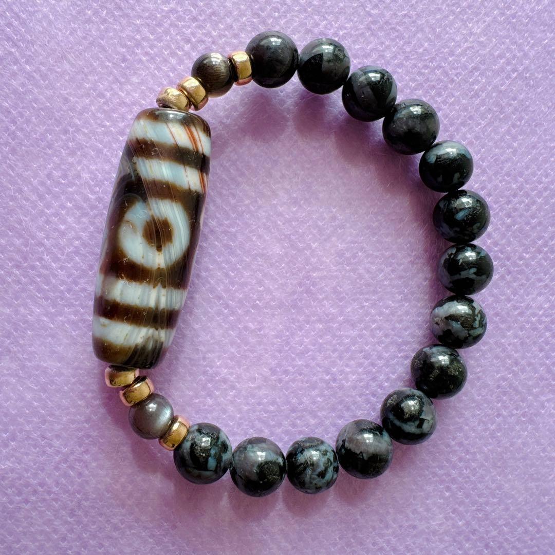 三眼天珠 × インディゴガブロのbracelet