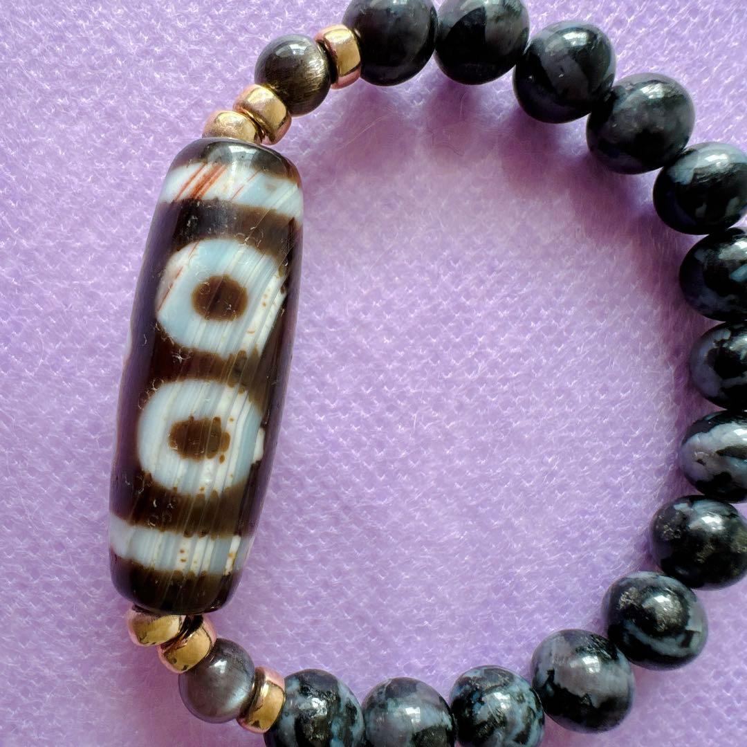 三眼天珠 × インディゴガブロのbracelet