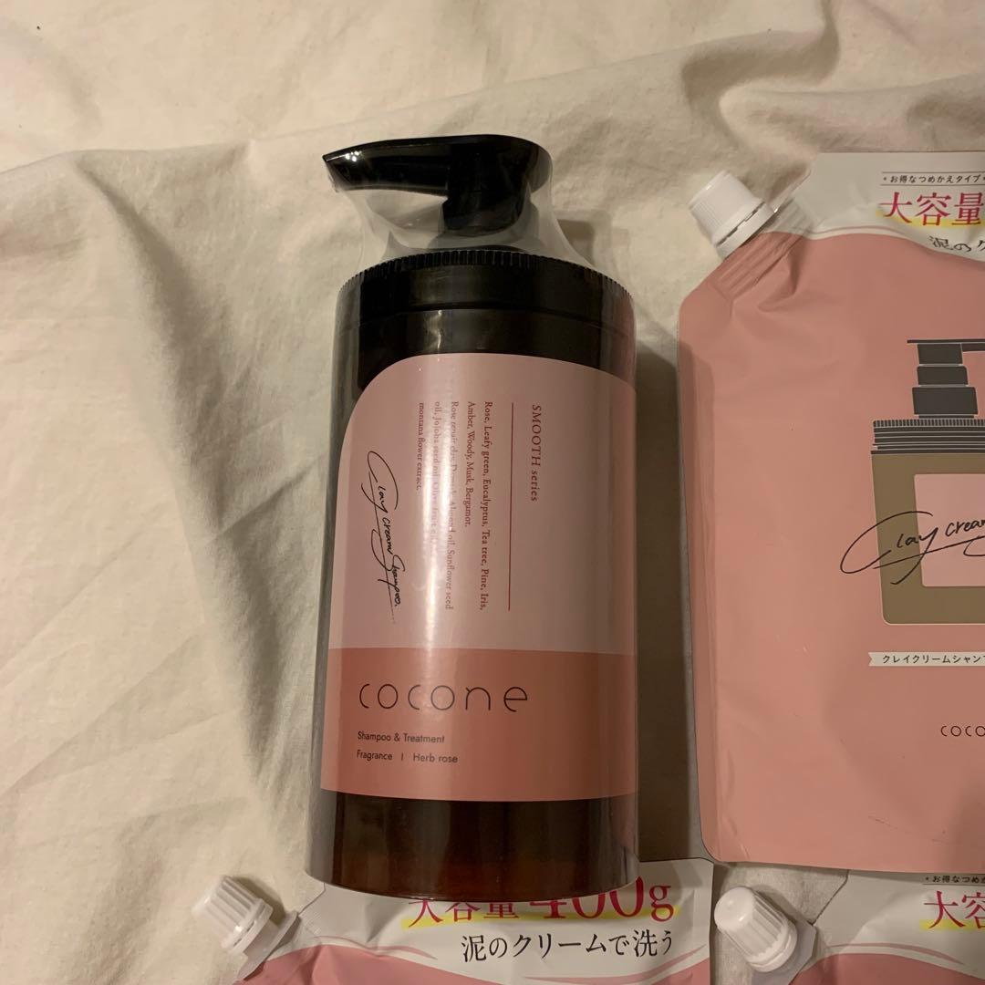 cocone クレイクリームシャンプー 本体1本、詰め替え用400g ×3袋