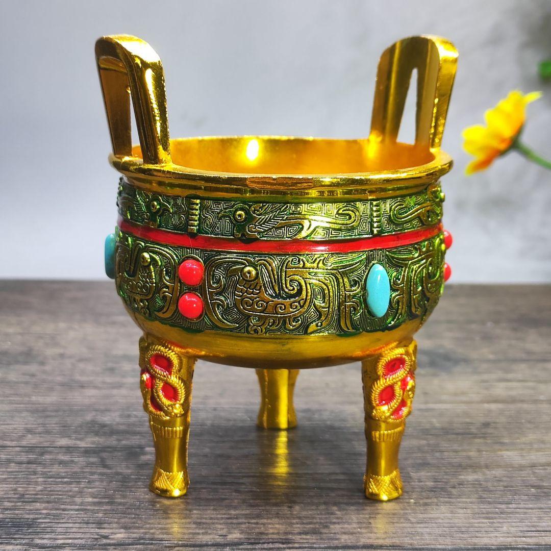 銅器 銅鼎 景泰藍三足鼎 香炉 挿し香炉 香道具 装飾品 工芸品 置物