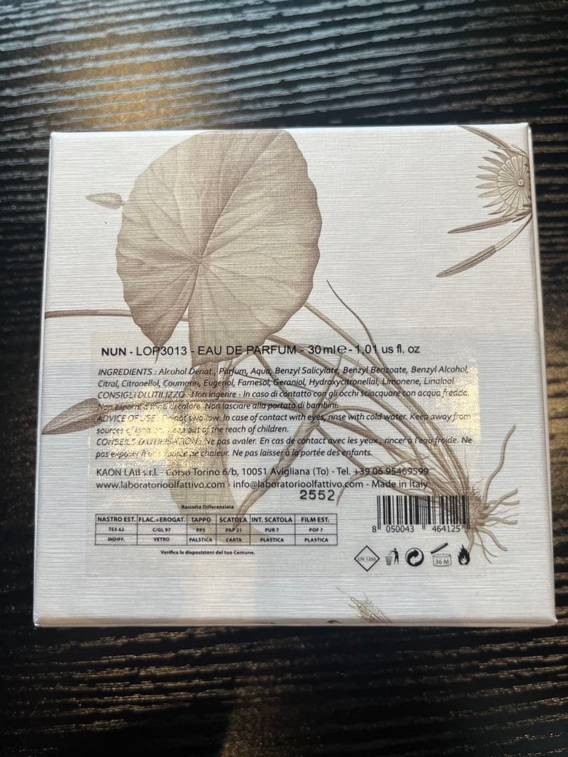 LABORATORIO OLFATTIVO Nun 30ml 箱あり