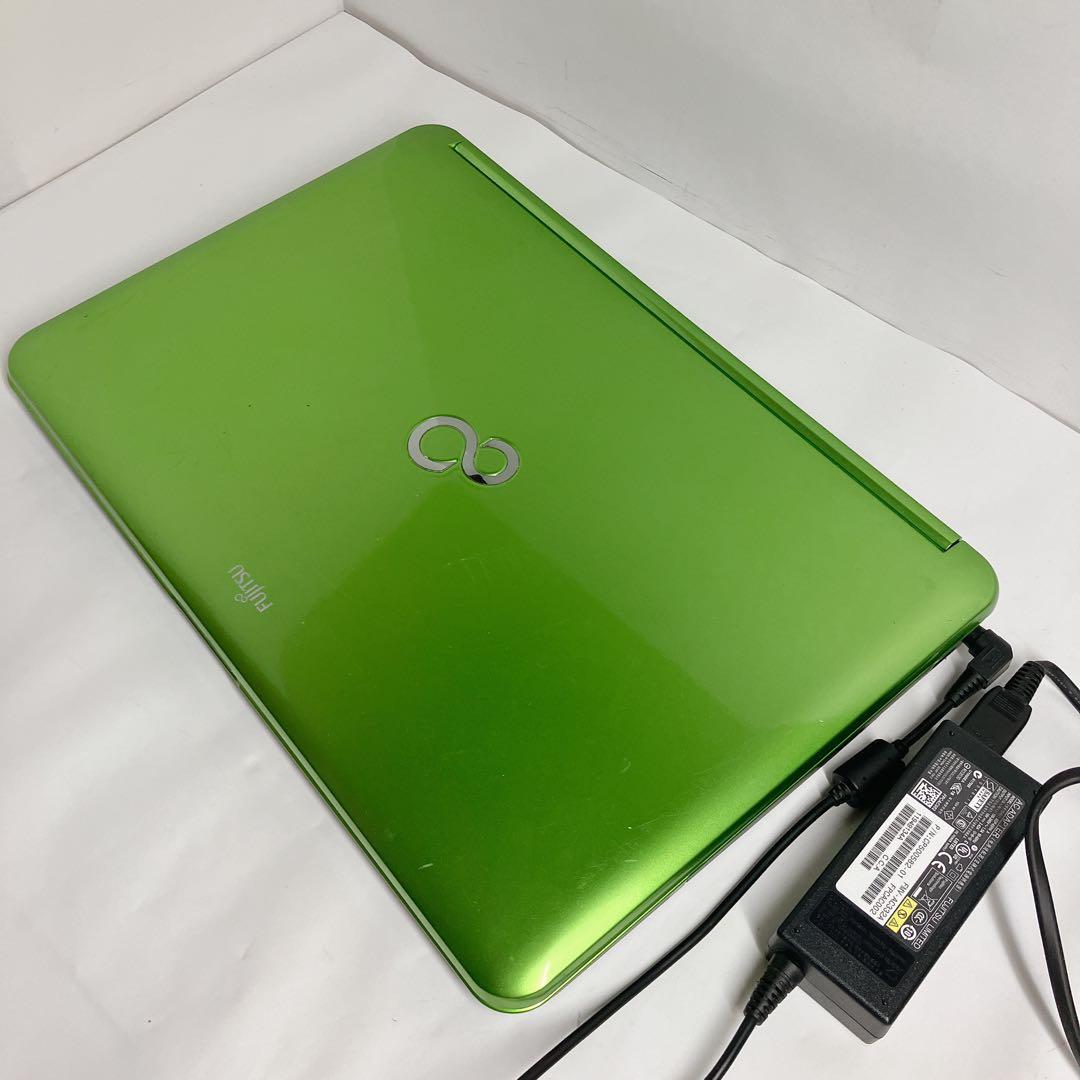 LIFEBOOK　グリーン　 初期設定済み　WEBカメラDVD搭載 　ノートPC