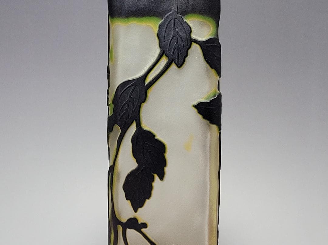 エミール・ガレ Emile Galle ガラス 藤文 花瓶 高さ約25.6cm